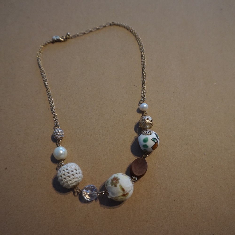 Unique beaded gold necklace